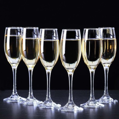 Tap2kaart (Pack of 6) Wine Glass,Red Or White Crystal Wine Glass ,Champagne Glass Glass Set Champagne Glass(170 ml, Glass, Clear)