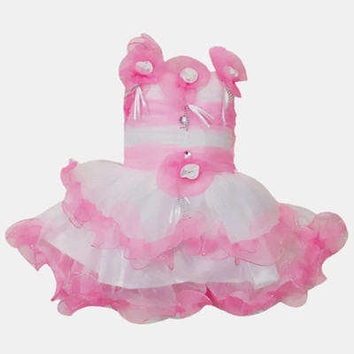 kids fashion hub Girls Midi/Knee Length Festive/Wedding Dress(Pink, Sleeveless)