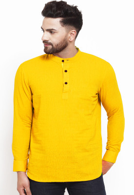 AD & AV Men Solid Straight Kurta(Yellow)