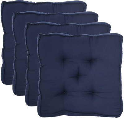 KUBER INDUSTRIES Microfibre Solid Chair Pad Pack of 4(Navy Blue)