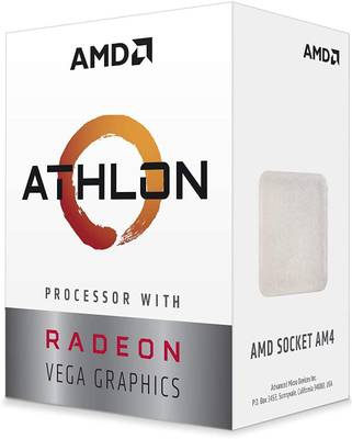 amd Athlon 3000G with Radeon Vega 3 3.5 GHz AM4 Socket 2 Cores 4 Threads 1 MB L2 4 MB L3 Desktop Processor