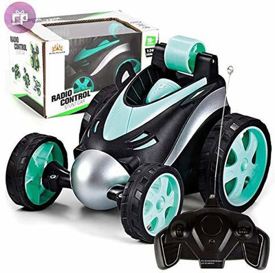 AS TRADERS Mini RC Stunt Car Radio Electric Drift Rotating Wheel Vehicle Truck (Blue)(Multicolor)