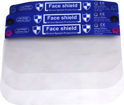 globe Reusable Safety Face Shield Anti-fog Full Face Shield Universal Transparent Full Face Protective Visor with Eye And Head Protection Anti-Spitting Splash Facial Cover for Women Men (Pack of 20) Safety Visor(Size - 330mm x 245mm)