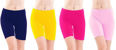 FeelBlue Solid Women Blue, Pink, Yellow Basic Shorts, Regular Shorts, Running Shorts, Sports Shorts