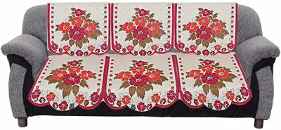 Dakshya Industries Cotton 3 Seater Sofa Floral Cover(Pack of 2 Beige, Pink)