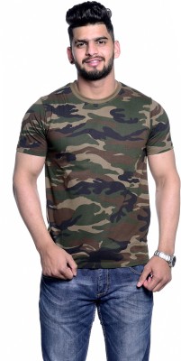 Arbour Military Camouflage Men Round Neck Multicolor T-Shirt