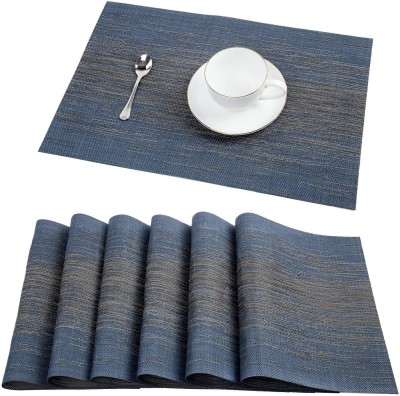 Royalkart Rectangular Pack of 6 Table Placemat(Blue, PVC, Polyester, Silk)