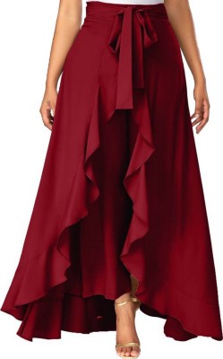 ShineEffect Solid Women Flared Maroon Skirt