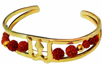 Shiv Jagdamba Brass, Wood Beads Gold-plated Cuff