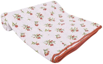 AQRate Floral Double AC Blanket for  AC Room(Microfiber, White)