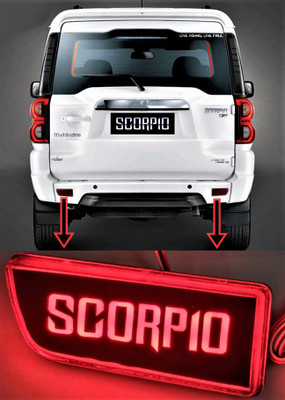 EliteAuto Premium Car Reflector (Taiwan Quality) Scorpio Name design Back Bumper Reflector LED Brake DRL/Reflector Light for Scorpio Car Reflector Light(Red)