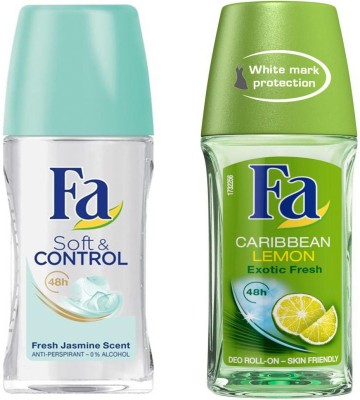 FA Soft With Caribbean Roll On Deodorant Roll-on  -  For Men & Women(50 ml, Pack of 2)