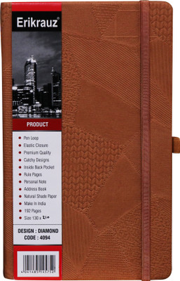 ERIKRAUZ Notpade::Notbook A5 Diary Single ruled 192 Pages(Tan)