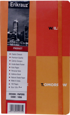 ERIKRAUZ Notpade::Notbook A5 Diary Ruled 192 Pages(Orange)