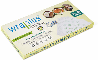 WRAPLUS Premimum Multi-Purpose Food Wrapping Paper Sheets (10x10 Inches) (60) Paper Foil(2.54 m)