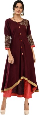 BARKATI BROTHERS Women Embroidered High Low Kurta(Purple)