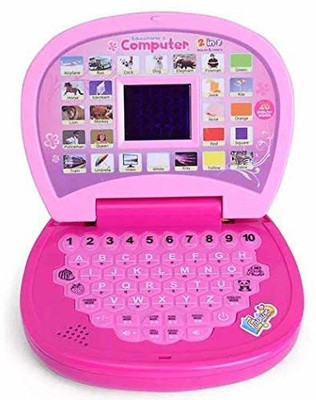 TOYSHUB Educational Learning Laptop for Kids with LED Display, Alphabet ABC and 123 Number Learning Computer for Kids(Pink)