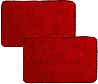 KUBER INDUSTRIES Microfiber Door Mat(Red, Free, Pack of 2)