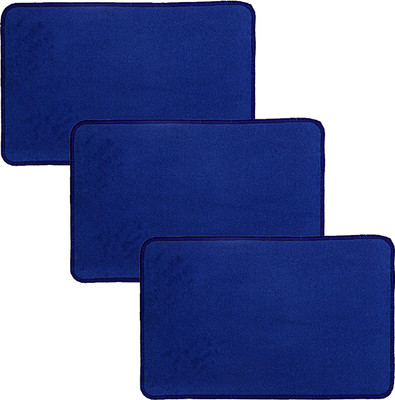 KUBER INDUSTRIES Microfiber Door Mat(Blue, Free, Pack of 3)