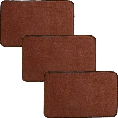 KUBER INDUSTRIES Microfiber Door Mat(Brown, Free, Pack of 3)