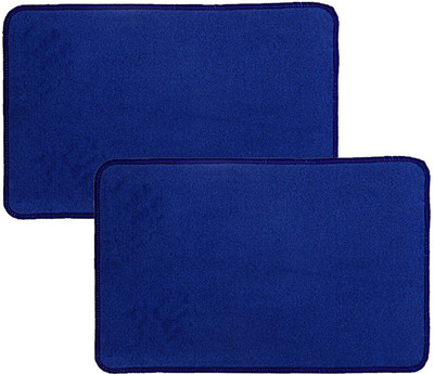 KUBER INDUSTRIES Microfiber Door Mat(Blue, Free, Pack of 2)