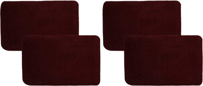 KUBER INDUSTRIES Microfiber Door Mat(Maroon, Free, Pack of 4)