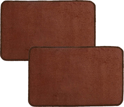 KUBER INDUSTRIES Microfiber Door Mat(Brown, Free, Pack of 2)