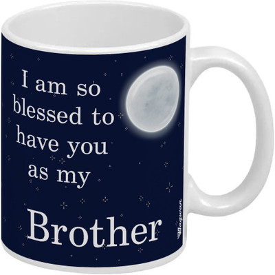 Wagwan Blessed My Brother Happy Birthday Gift for Brother, Gifts for Brother Rakhi Gift, Raksha Bandhan Gift MG20468 Ceramic Coffee Mug(350 ml)