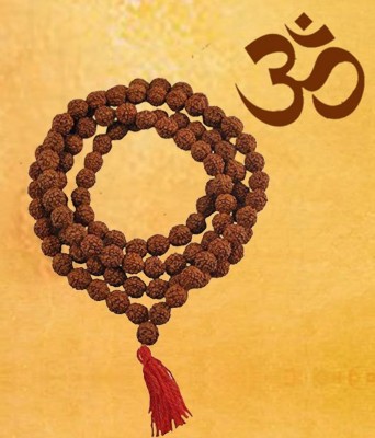 Haridwar astro Original 5 Mukhi Rudraksha Natural 7mm Beads Japa Mala 108 Beads Wood Chain Wood Chain