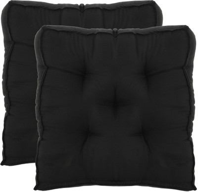 KUBER INDUSTRIES Microfibre Solid Chair Pad Pack of 2(Black)