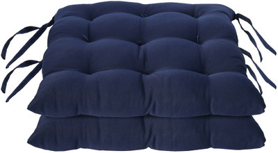 KUBER INDUSTRIES Microfibre Solid Chair Pad Pack of 2(Navy Blue)