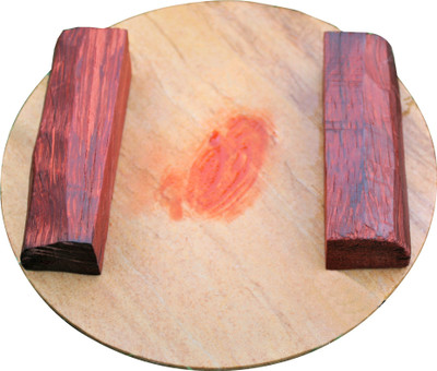 Feelorna Feelorna Handmade Sandalwood Pata Board/Chandan Pata (6-inches, Brown) with Chandan Stick(Red Sandalwood Stick) (2), Best Item for Worship and Bring Good Luck from god (Pata with 2 Sandalwood Stick) Rolling Pin & Board(Brown, Pack of 1)