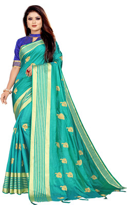 BHAKTI BHUSHAN CREATION Embroidered Bollywood Silk Blend, Pure Silk Saree(Light Blue, Gold, Blue)