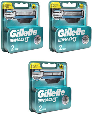 Gillette Mach 3 Manual Shaving Razor Blades- 2X3=6 (Pack of 3)(Pack of 3)