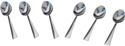 VINOD Stainless Steel Spoon Set - Pack of 6 Stainless Steel Ice-cream Spoon, Dessert Spoon, Table Spoon, Sugar Spoon Set(Pack of 6)
