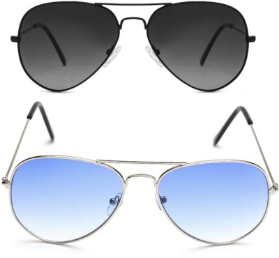 Rich Club Aviator Sunglasses(For Men & Women, Black, Blue)