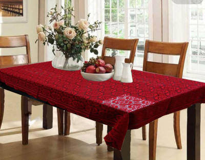 Dakshya Industries Self Design 6 Seater Table Cover(Maroon, Cotton)