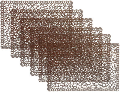 KUBER INDUSTRIES Rectangular Pack of 6 Table Placemat(Brown, PVC)
