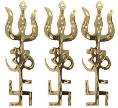 Fellix Trishakti Yantra Trishul Om Swastika Yantra (Pack of 3 ) Brass Yantra(Pack of 3)