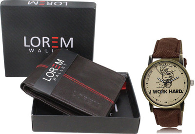 LOREM Analog Watch(Black, Beige)