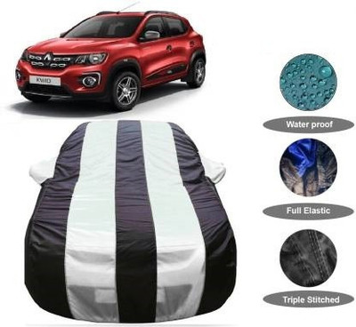 TWONE Car Cover For Renault Kwid (With Mirror Pockets)(Black, White)