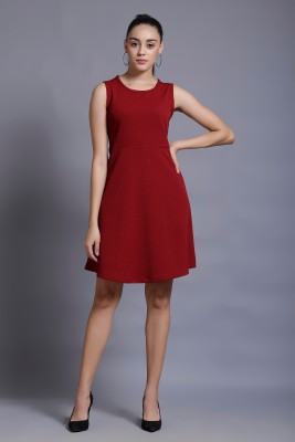 LAZIO Women Skater Maroon Dress