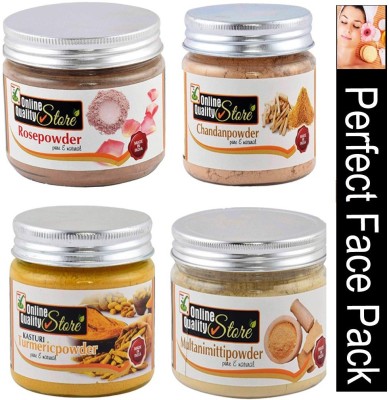Online Quality Store Multanimitti Powder + Chandan Powder + Kasturi Turmeric Powder + Rose Powder_500g(500 g)