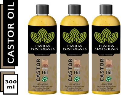 Haria Naturals Cold Pressed Castor Oil Pack of 3 Hair Oil(100 ml)