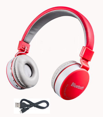 ALLMUSIC Top Selling High Level Sound & Bass in Built Bluetooth,TF,AUX Bluetooth Headset(Red, On the Ear)