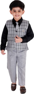 Fourfolds Boys Party(Festive) Shirt Trouser, Waistcoat, Tie(black)