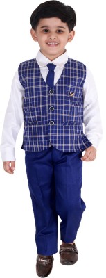 Fourfolds Boys Party(Festive) Shirt Trouser, Waistcoat, Tie(blue)