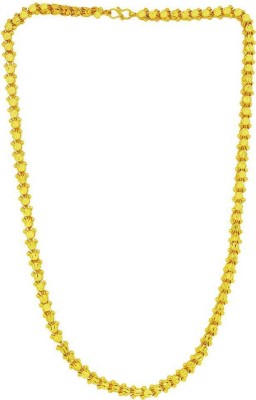 BRBRIK Alloy 24KT yellow Gold Covered Traditional flower design long Chain necklace Jewellery for Men Gold-plated Plated Alloy Chain