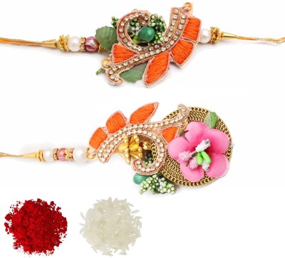 RN Bandhan Bhaiya Bhabhi RN-NEW-132 Mauli Thread Lumba, Chawal Roli Pack, Rakhi  Set(1Chawal Roli Pack, 1 Bhaiya And 1 Bhabhi Rakhi)