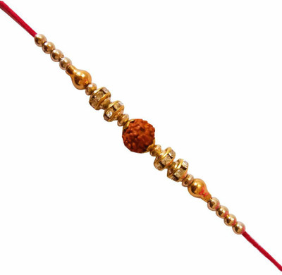 Aahum Sales Designer Different Pattern Pearl Beads Rudraksha Fabric Rakhi Set with Thread Rakhi With Roli Chawal for Brother Bhaiya Bhabhi (Multicolour) Assorted Chawal Roli Pack, Rakhi  Set(Rakhi Set of 1)